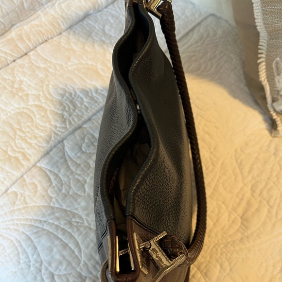 Brighton Vintage Black & Brown Pebbled Leather Women's Shoulder Bag and scarf - Picture 5 of 10